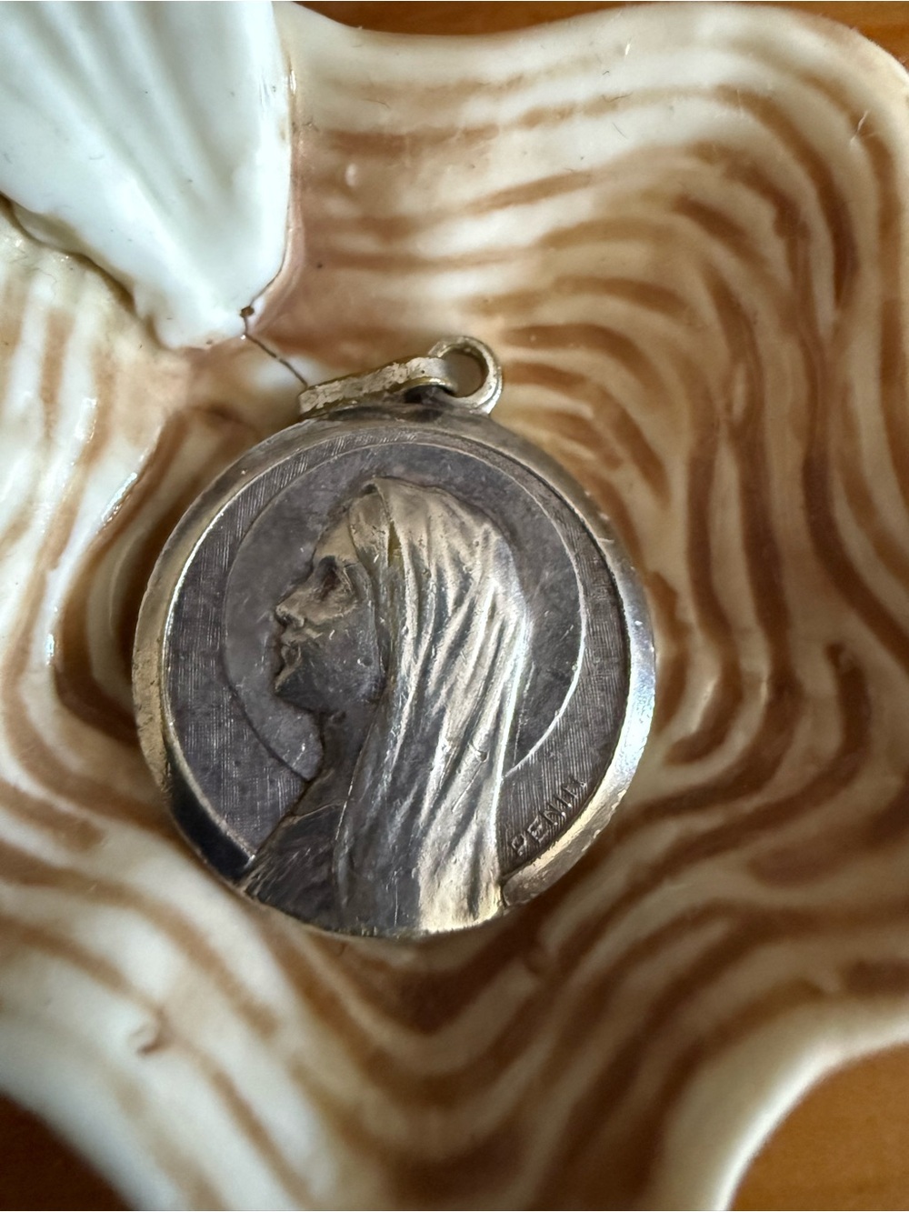 Sterling Silver Virgin Mary Medallion Pendant - Silver